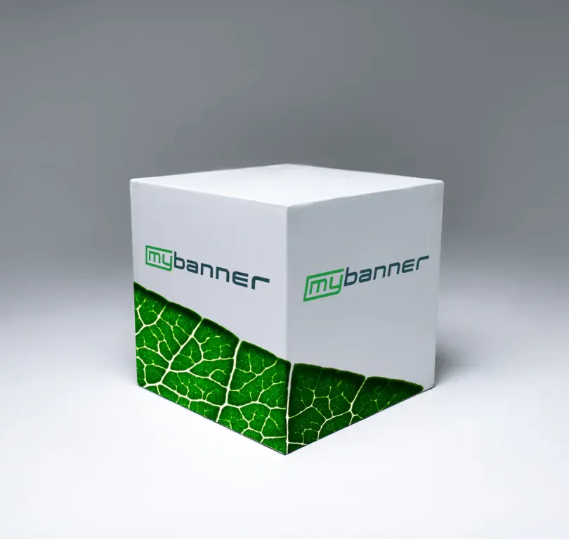 Individuell bedruckbarer Sitzwürfel – stabiler Werbewürfel mit eigenem Logo oder Design