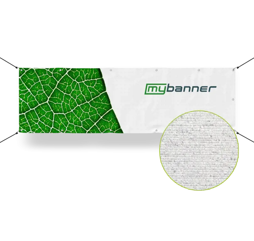 Airtex Banner 330 g/m² mit grauer Rückseite – Detailansicht der blickdichten Materialstruktur